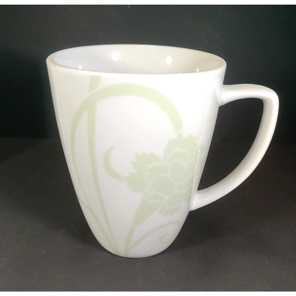Corelle Coffee Cup Lot Of 4 White Green Floral - Picture 3 of 10